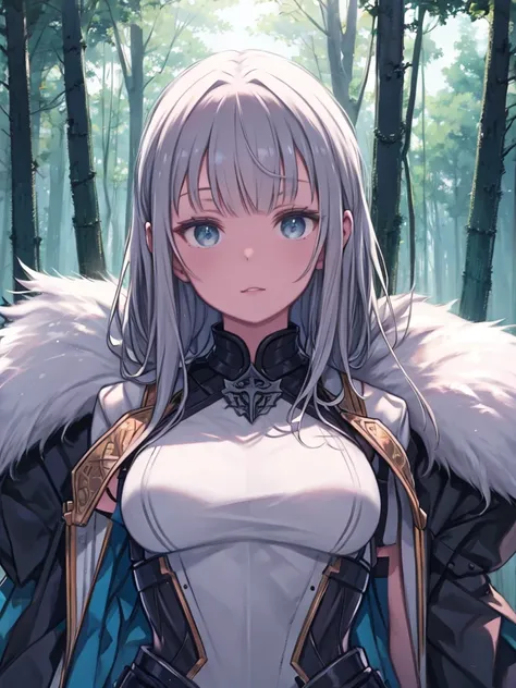 Armored Dress,  white shirt, forest