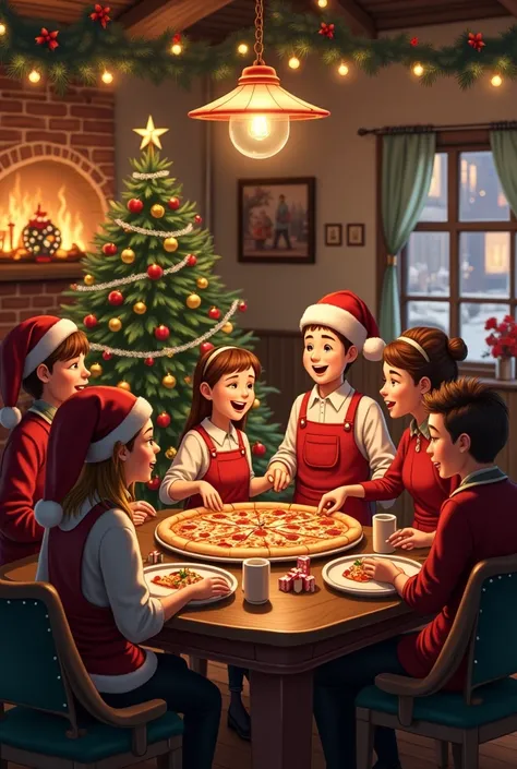 I want to make Christmas pictures for restaurant post name Hallilan Pizzeria 2002 for wishing everyone 