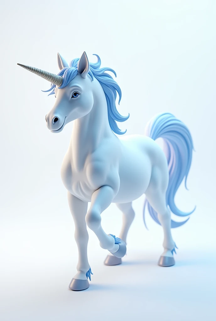 Unicorn 3d blue culer white background 