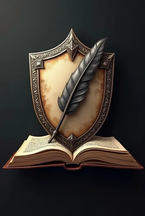 "Create a logo of a shield with an open storybook and a quill pen crossed over it. The shield is metallic with intricate patterns, and the book pages have faint Arabic script visible. and give also perfect logo for youtube channel"