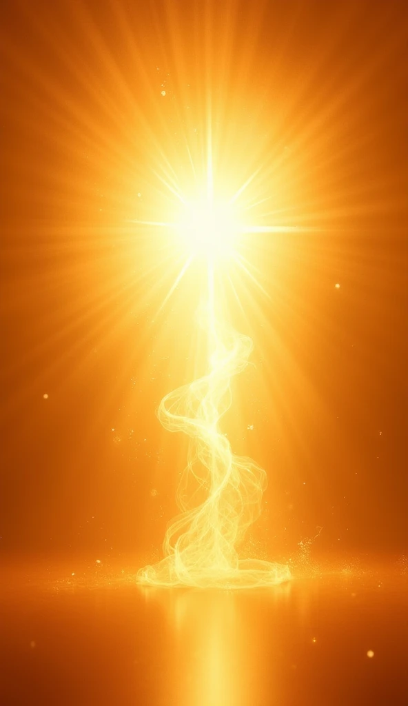 The divine light shining in the form of energy on an orange background 