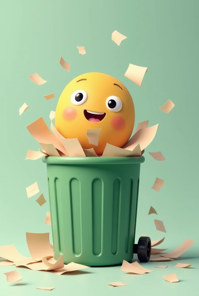 Poubello a funny and cute little character who puts his paper in the trash