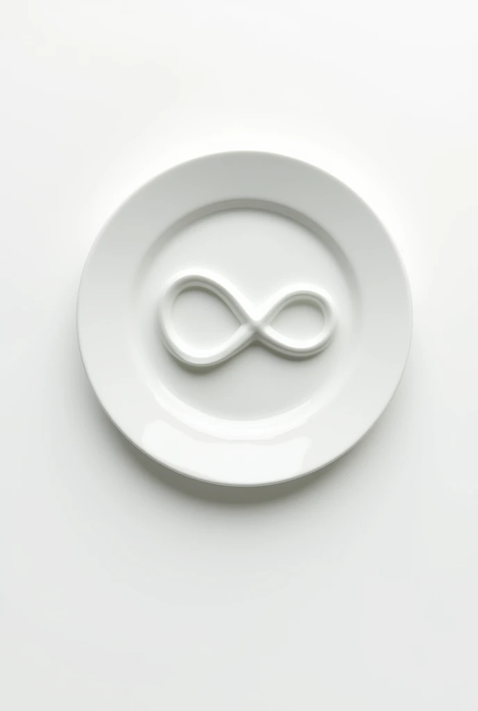 Plate with the symbol of infinity, white background,  sticker