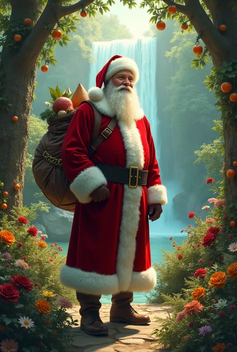 Garden of Eden Adam as Santa Claus