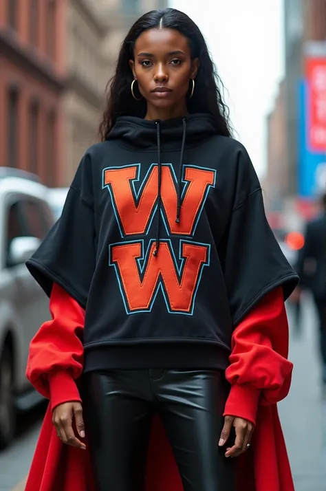  I want a fashionable strettwear mocape with the initials WL, Colors of power ,  with a range of products .