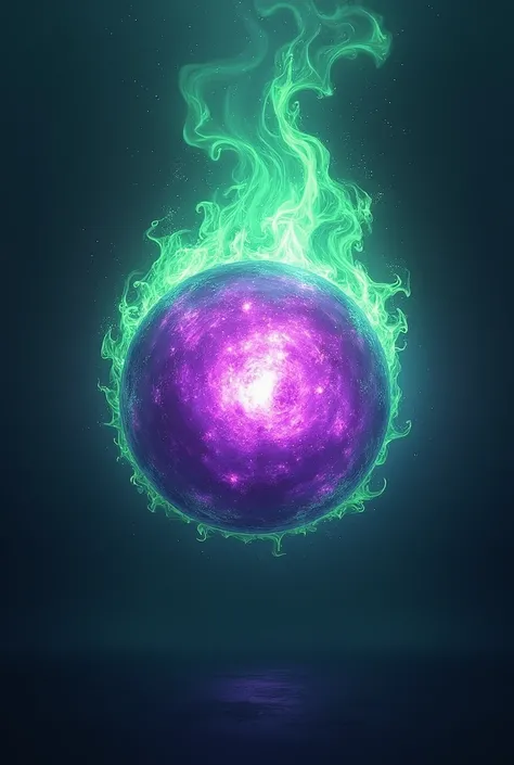 Fireball with purple center and green crown.