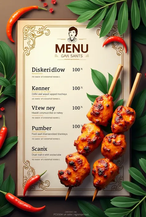 Aesthetic chicken satay menu