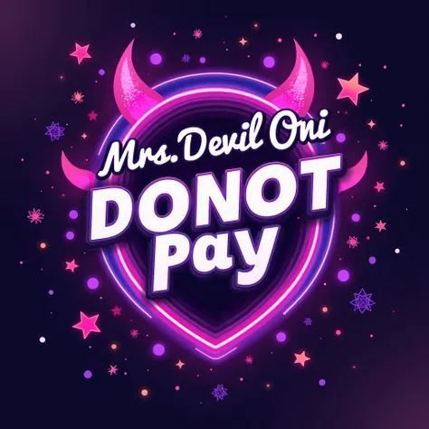 "Design a vibrant and eye-catching image that can serve as a  hyperlink button. The image should have a clean, modern, and digital aesthetic. It should feature a bold, stylized  (in purple and white) and include the text  Mrs.Devil Oni DONATEPAY in a playf...