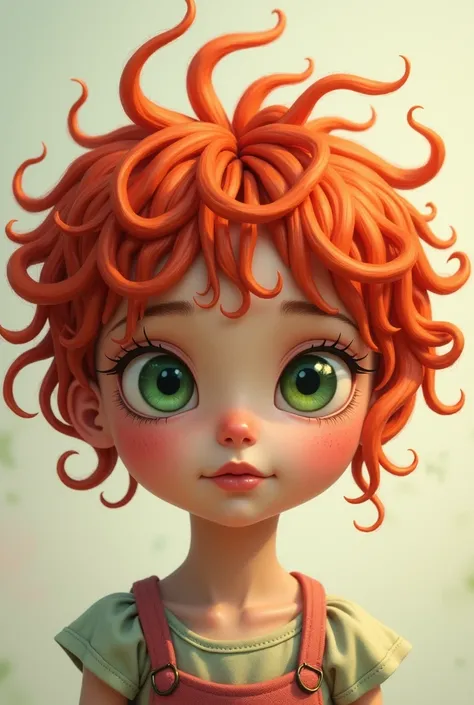 Can you create girl with green eyes ,straight nose ,short red jellyfish cut hair,chubby 