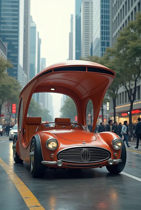 A bus stop but replace the design into a car with seats as car seats