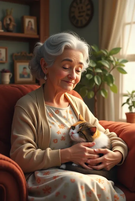 Make a grandma with a cat