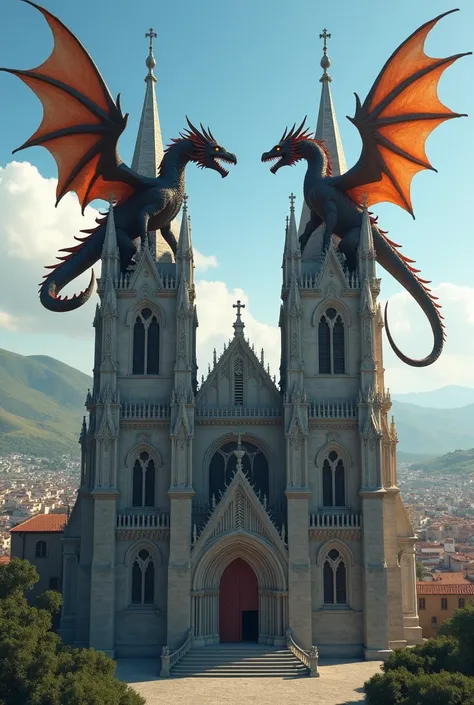 Burgos Cathedral with 2 dragons in each tower