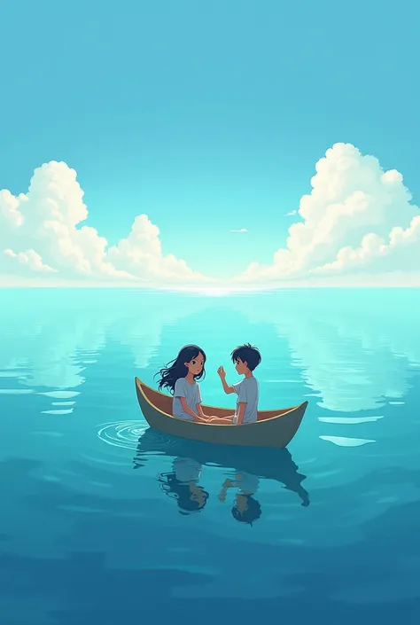 the sea and the girl on the boat and the boy on the boat