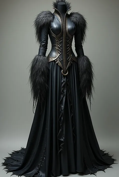  Werewolf Inspired Dress
1 .  Colors and Textures
Dark base :  The dress can be predominantly in shades of dark gray ,  black and silver ,  reflecting the coat and shadows of the night .
 Metallic tones :  The addition of metallic details in silver or aged...