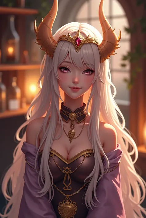 Real photo, masterpiece photo of a beautiful priestess with long wavy hair, wearing a cute headdress, cute body manipulation, divine proportions, non-douche smile, looking straight at the camera, (((rule of thirds))), Genshin Impact mix, JRPG, KRPG art sty...