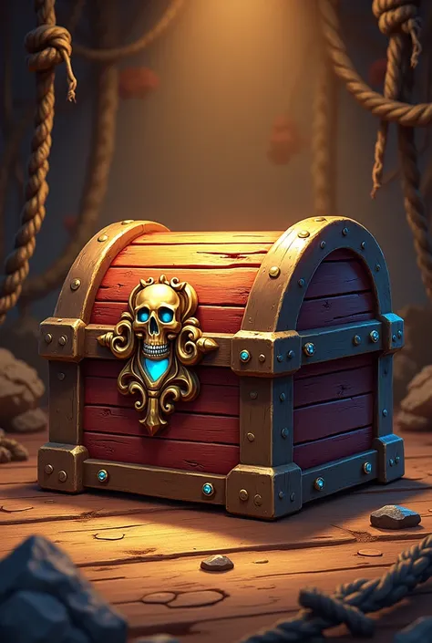 Create 2D assets for slots games in a pirate theme with treasure chest and skull, no characters