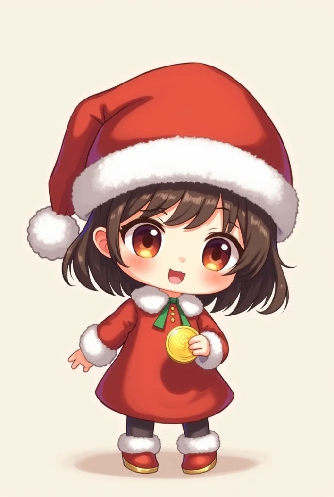  chibi, Girl with a Santa Claus hat and a coin in her hand