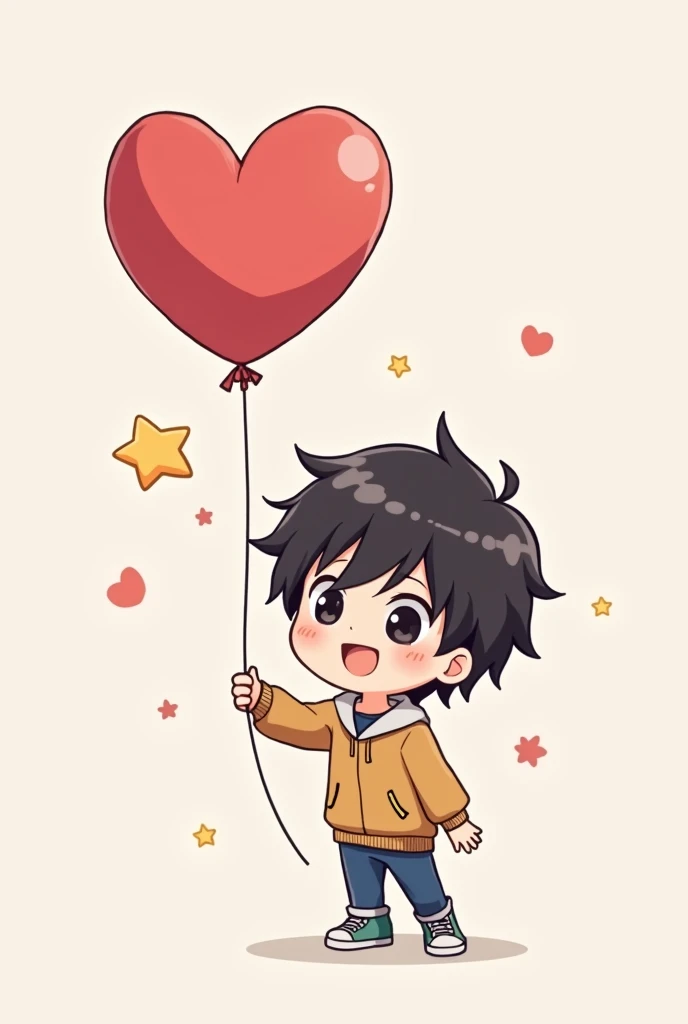 anime boy with a heart shaped balloon and a star, an anime drawing by Kanbun Master, pixiv, mingei, cute anime, 🍁 cute, pin on anime, anime lover, chibi anime, smol, anime chibi, cute art style, telegram sticker, ruan cute vtuber, cute cartoon, ❤🔥🍄🌪, cute ...