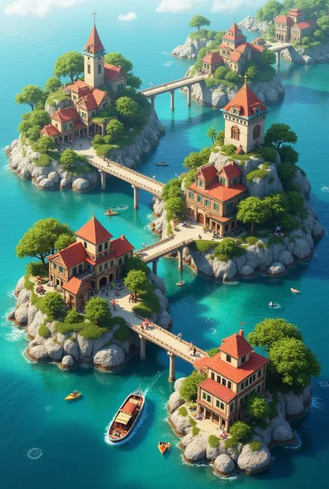 town that is on small islands and connected to the mainland