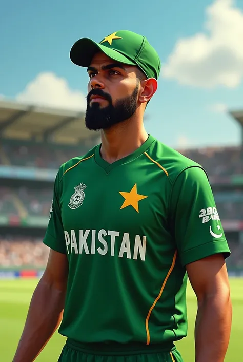 create virat Kohli Pic in Pakistan shirt 