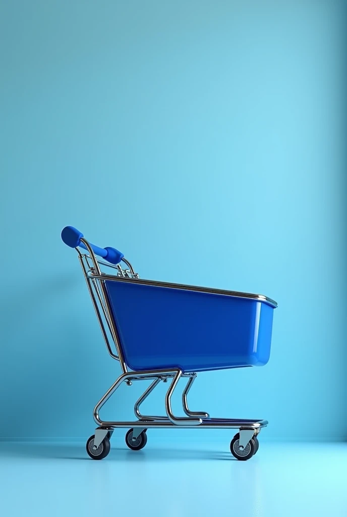 Carbon blue shopping cart with plain background