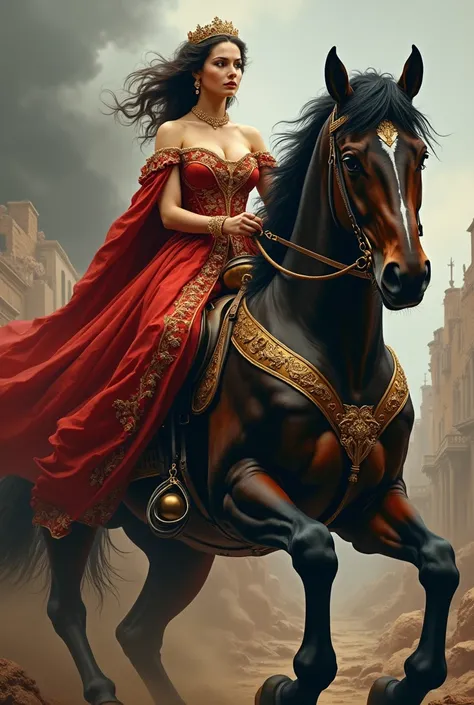 Sexy Queen Riding a Horse in World War II 