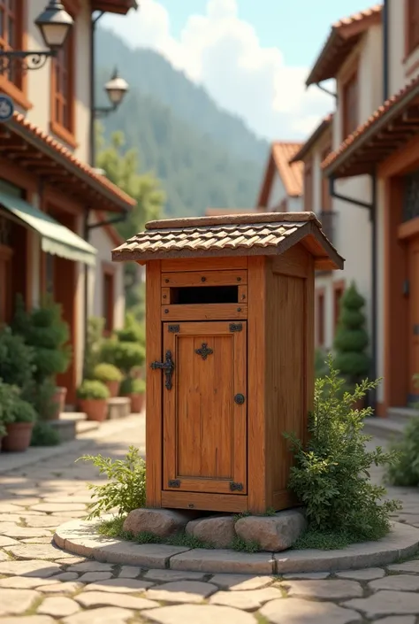 Model: collective letter box made of wood, buildings 