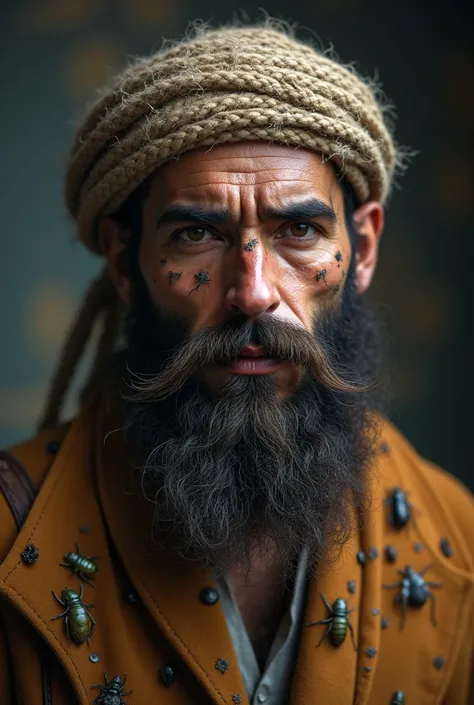 
A person who has worms on his body open islamic face and keeps a beard on his face.
The person who has insects on his beard wears Islamic clothes and keeps a veil on his face. and he has scars all over his body