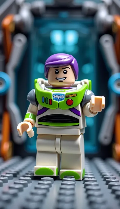  Buzz Lightyear in the form of a LEGO doll, In a spaceship scenario from Lego 