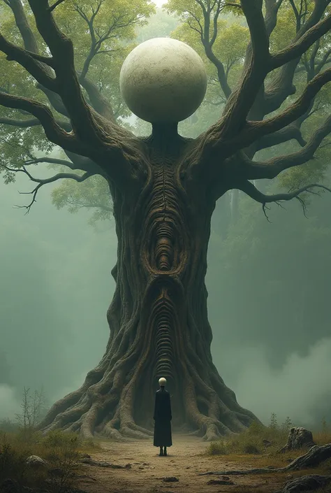 Ufok in front of a dissected karaksonynyy tree