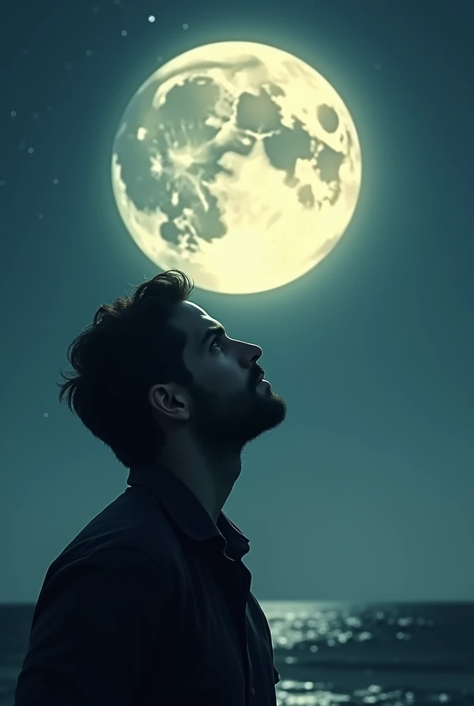 A man looking the moon