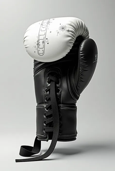  Black shoelace boxing glove, with white drawings