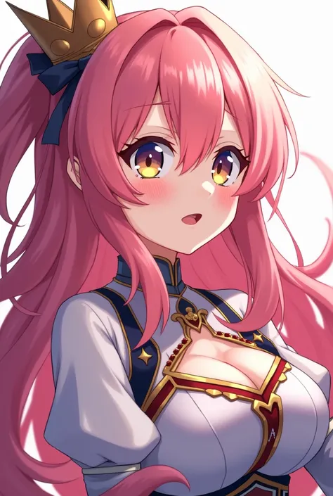 anime girl with long pink hair and a crown on her head, ayaka genshin impact, zerochan art, best anime 4k konachan wallpaper, onmyoji portrait, portrait knights of zodiac girl, ayaka game genshin impact, anime goddess, detailed key anime art, alchemist gir...