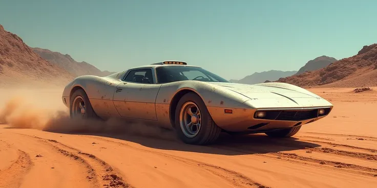 The car of the future is dirty in the desert 