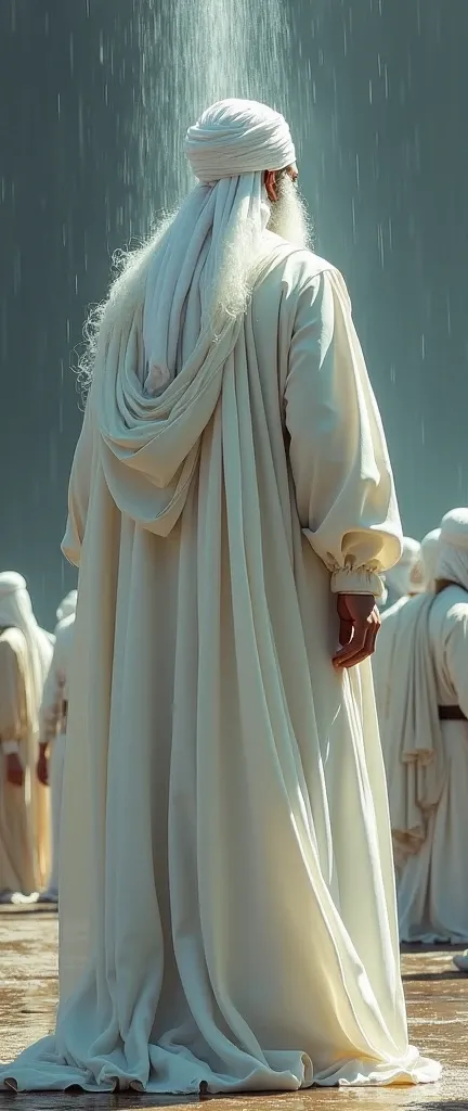 A Muslim leader like Imam Mahdi, whom many ordinary Muslims will look at in amazement, will be very tall and dressed in white, and water will drip from his head.