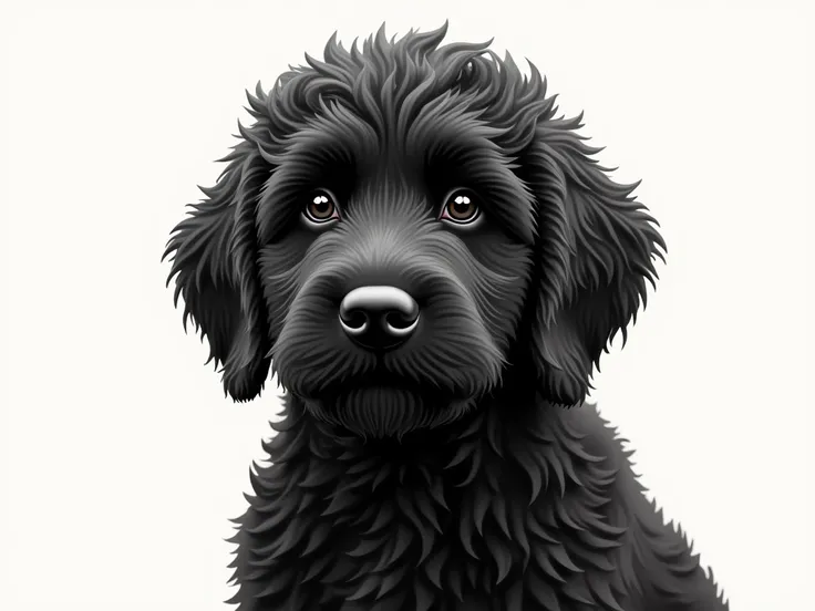 draw a picture with black big goldendoodle very realistic