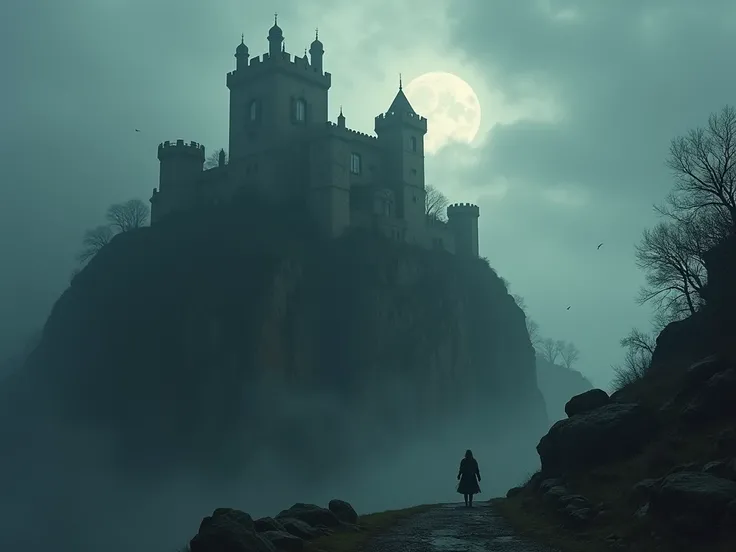  An abandoned fortress that towers over a cliff . Its dark silhouette dominates the landscape ,  and rumors say that a terrible beast holds one of the great treasures of walking in its depths.  Only the bravest dare to enter .

