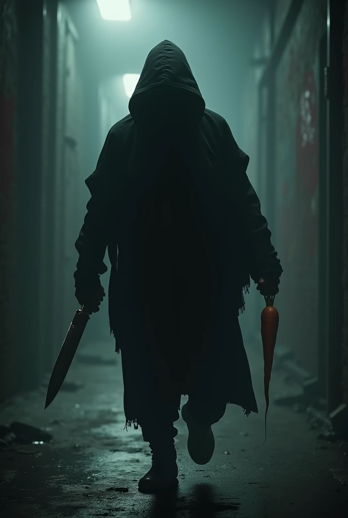  With a knife, you walk with one carrot