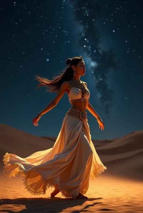 Egyptian dancer in the night desert