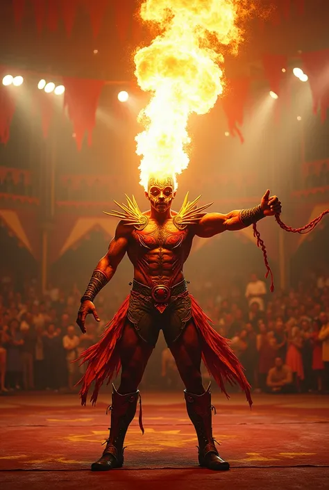 Circus fire-breathing man