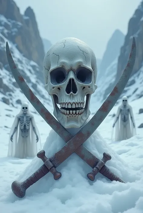 Frozen pirate skull with two swords snow reapers