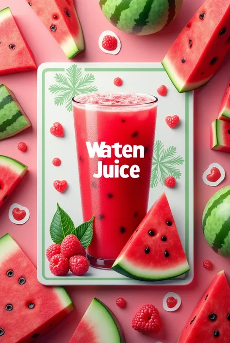 Watermelon Juice Poster with Watermelon Juice Letter White Name Frame Multi Sticker 