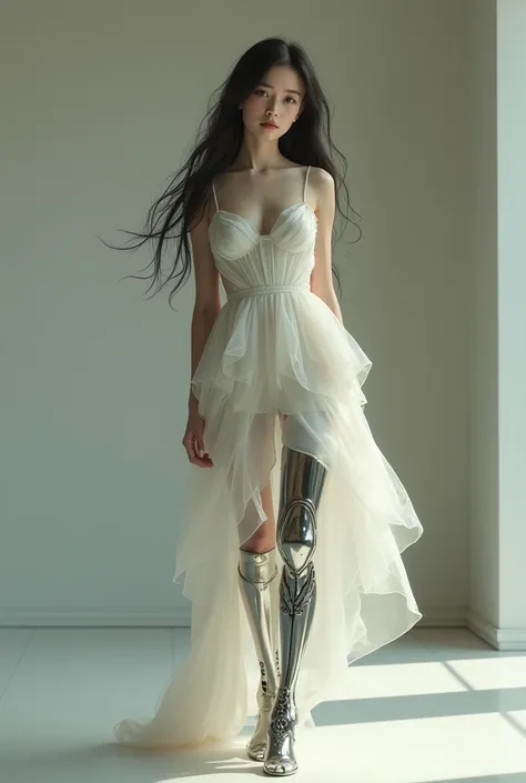 Very pretty girl with a mechanical leg 