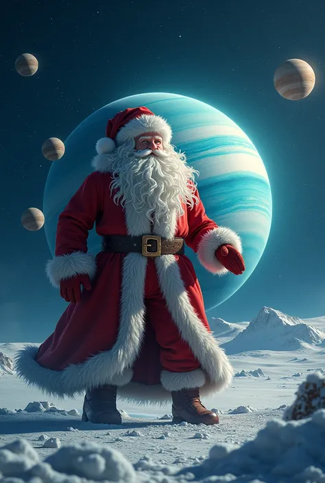 Neptune déguisé en père noël 