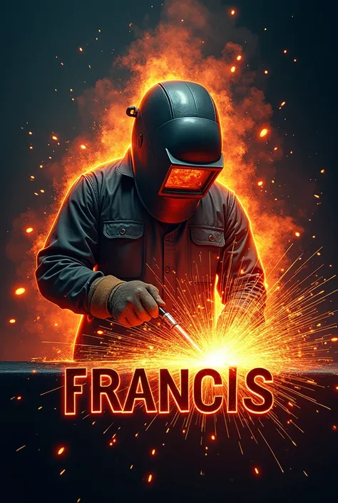  welder logo full of sparks and fire, With the name Francis 