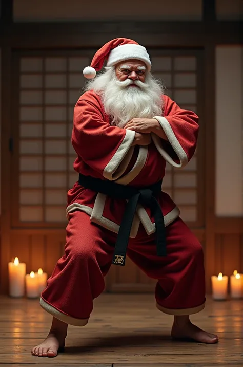 Santa Claus in a jiu-jitsu kimono 