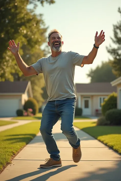 Man in the suburb dancing