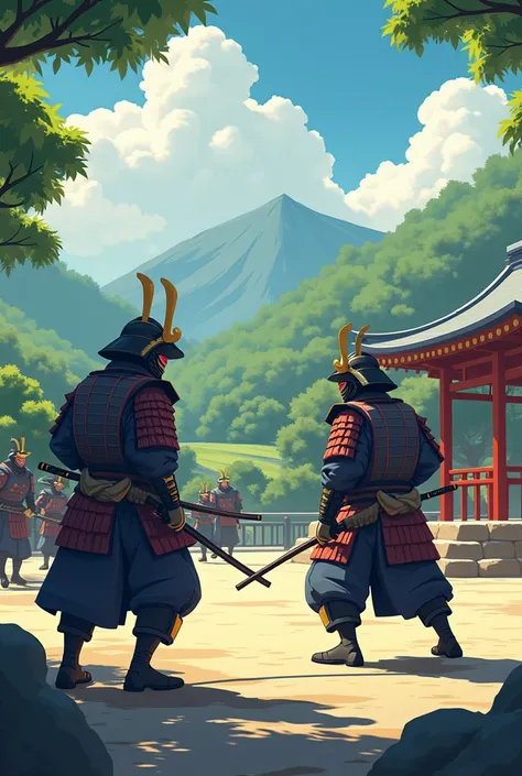 Samurai training, animated characters