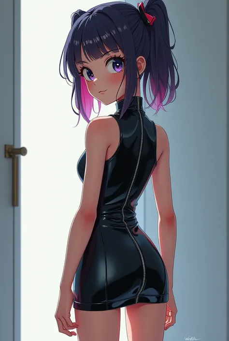 Fille manga 8ans robe latex de dos