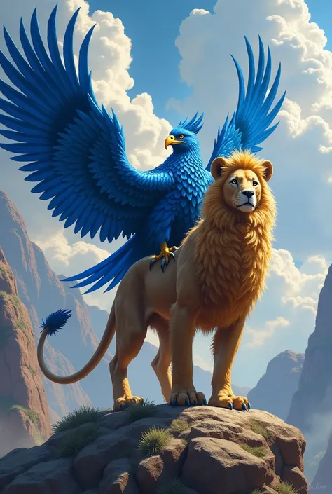 Create griffon and blue eagle image highlight the word Barueri